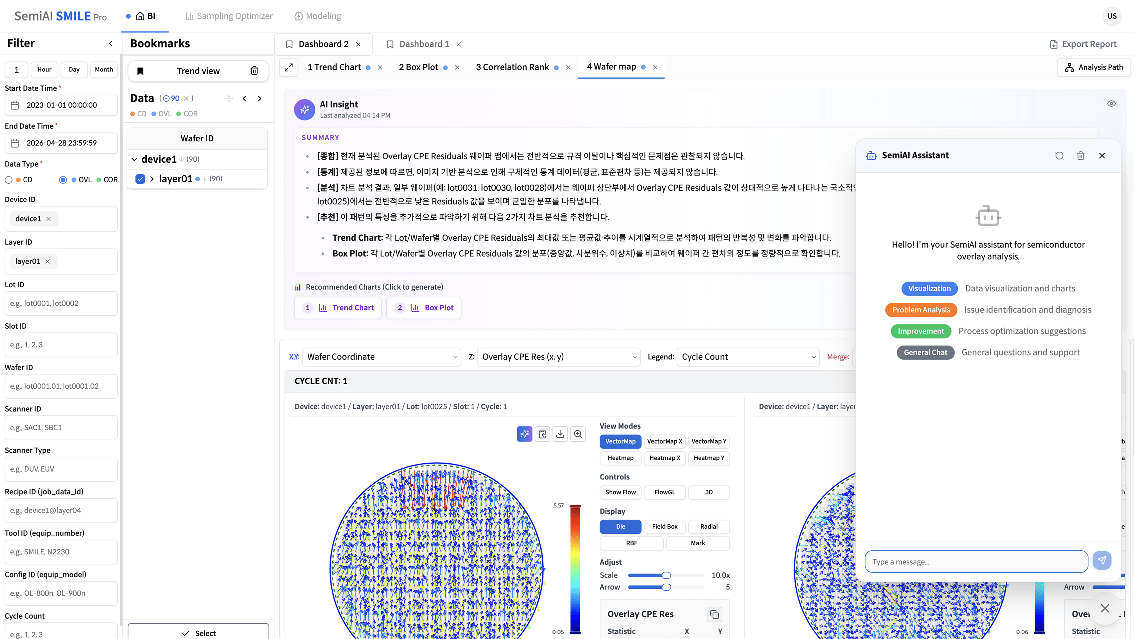 SMILE Pro SemiAI Assistant conversational analysis view